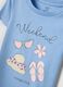Girls&rsquo; light blue pure organic cotton T-shirt with print and glitter_3