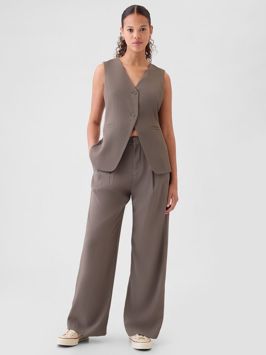 Wide leg trousers with darts_0