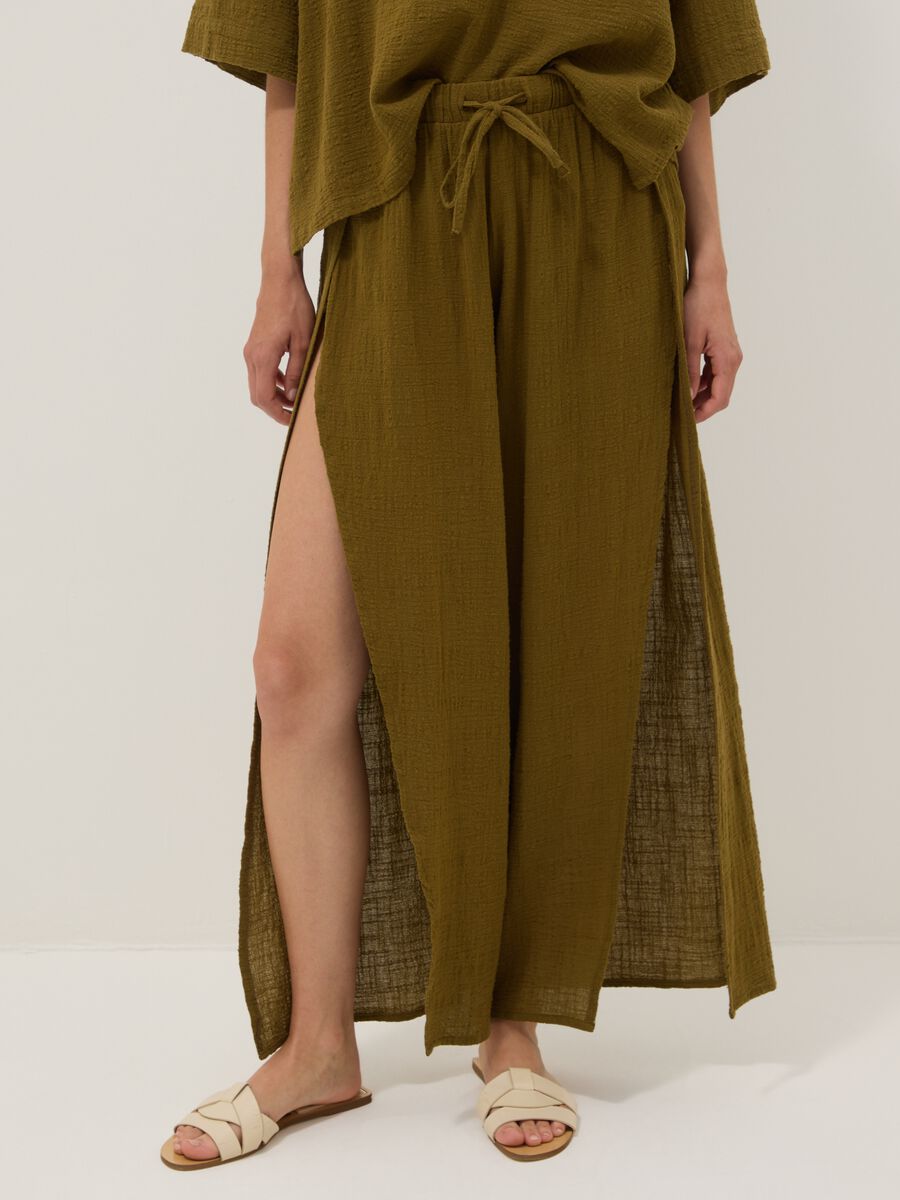 Pantaloni verdi da mare in puro cotone_1