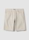 Beige linen-cotton blend five-pocket Bermuda shorts_4