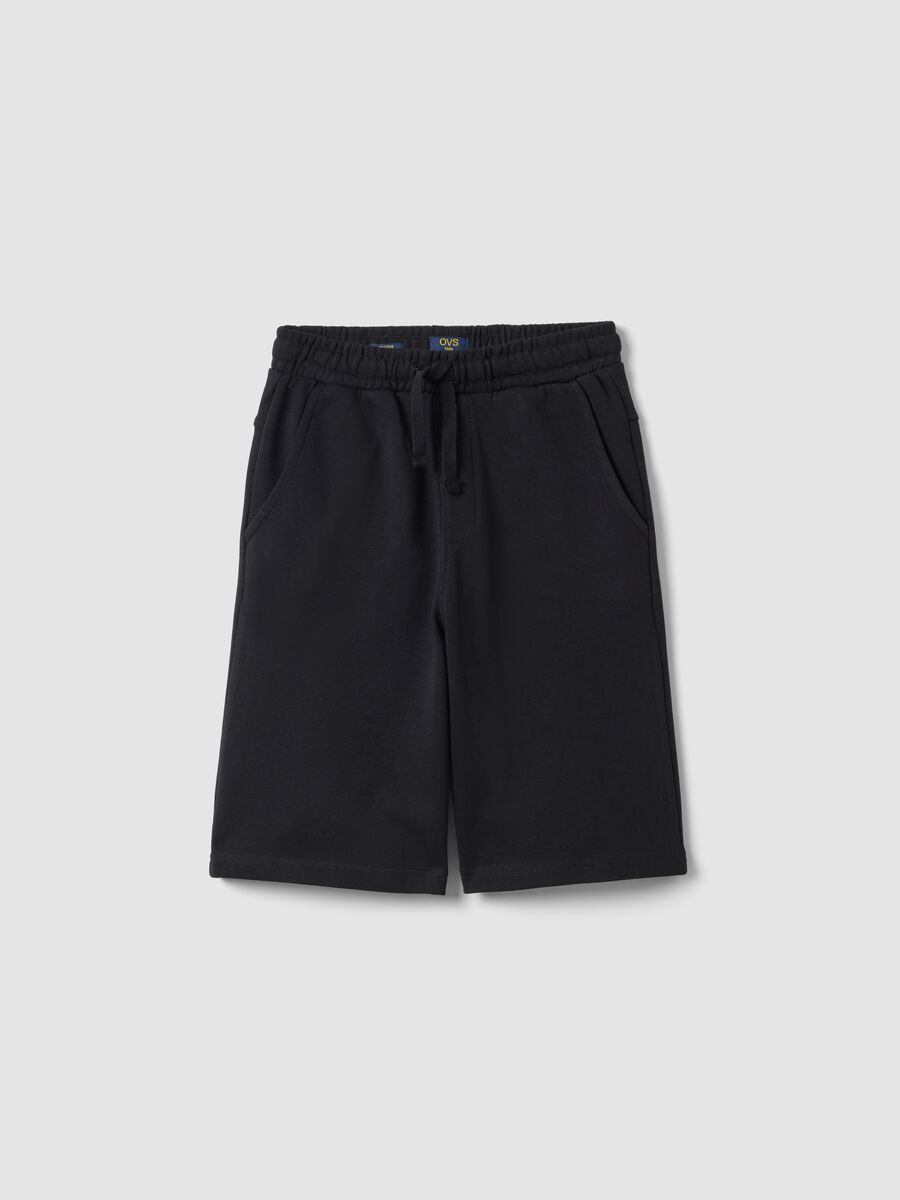 Boys' black pure cotton shorts, relaxed fit_3