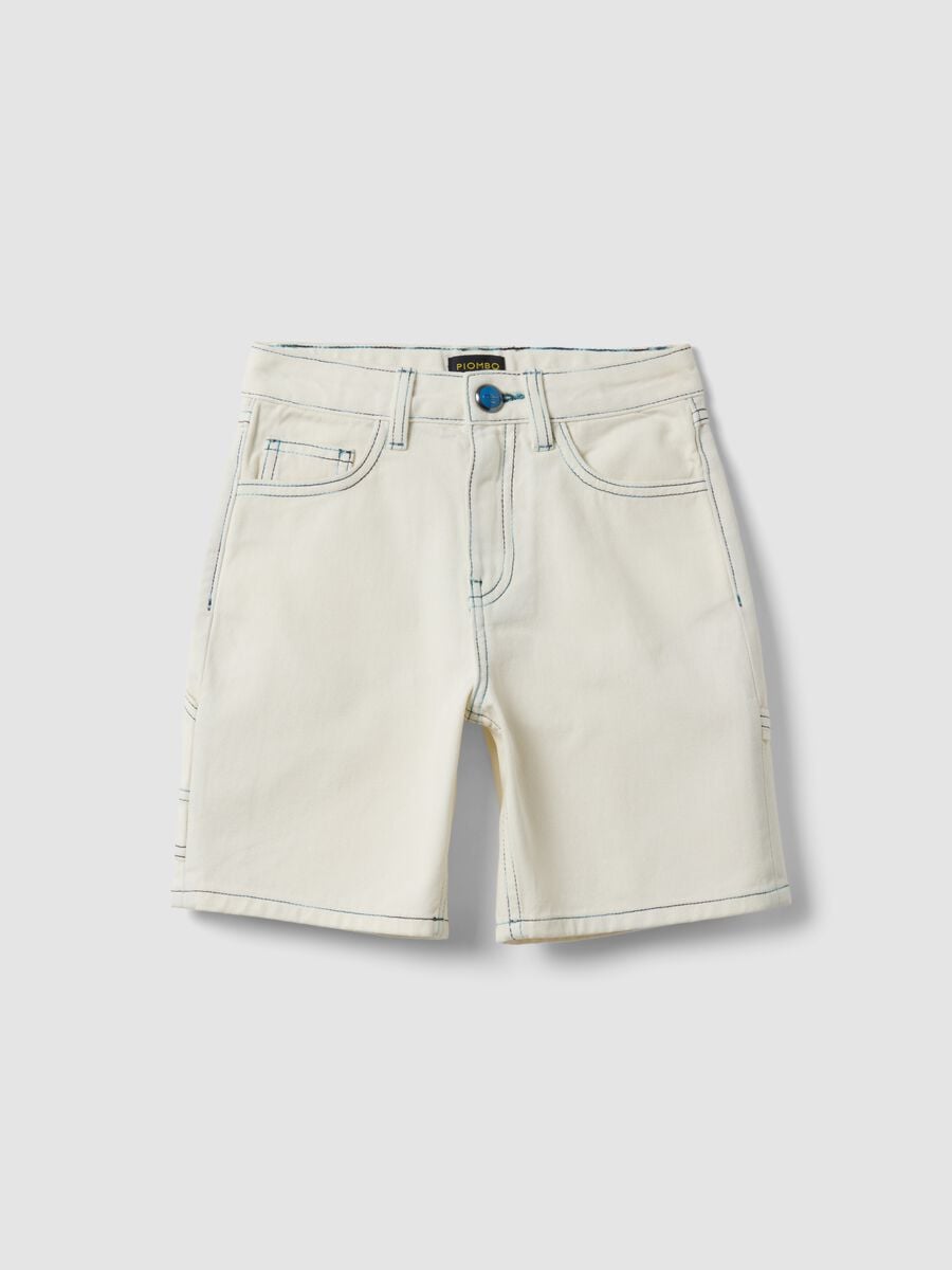 Shorts beige in puro cotone_3