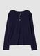 Blue ribbed stretch viscose pyjama top_0