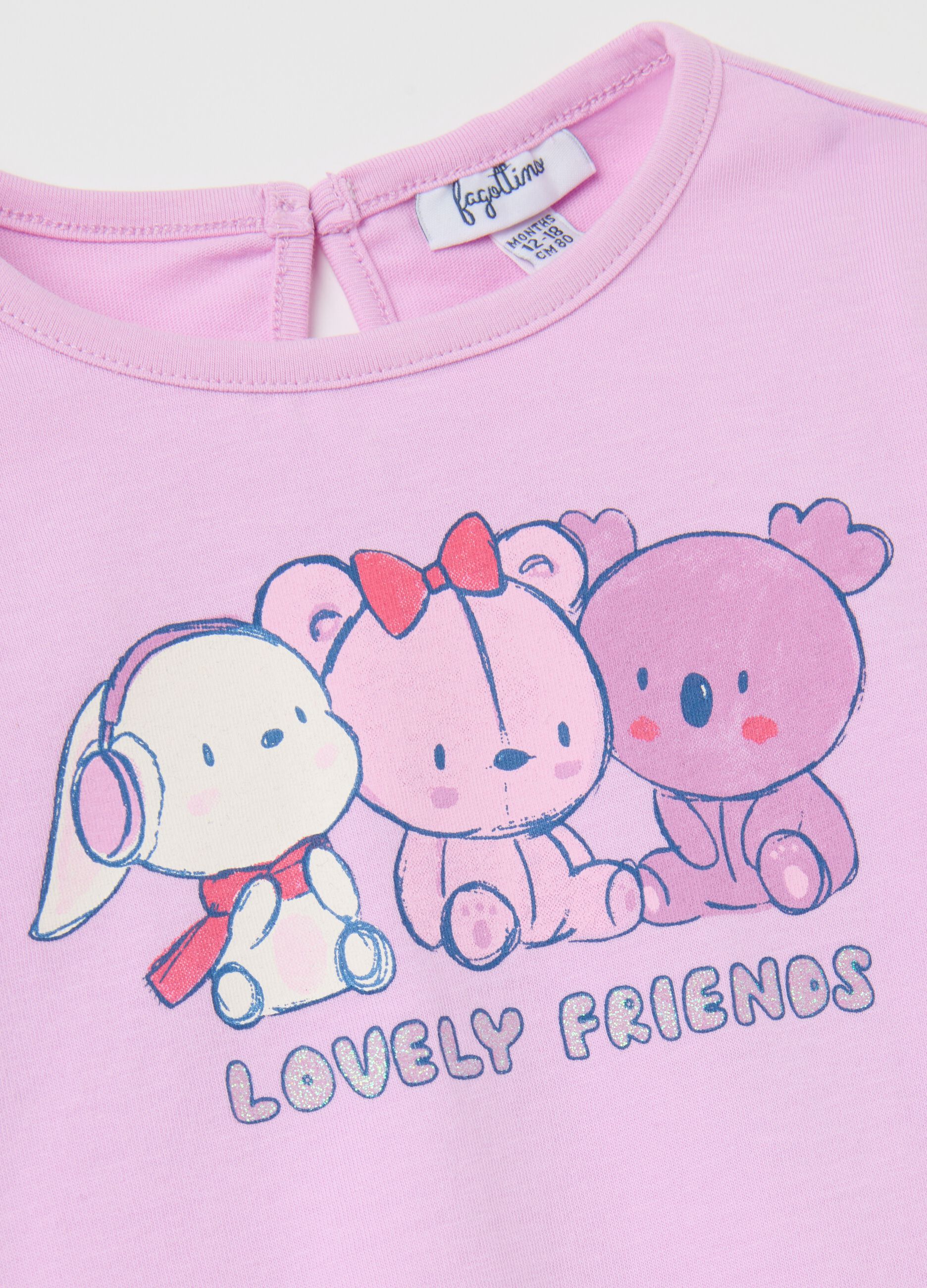 Maglia da bambina in puro cotone rosa regular fit