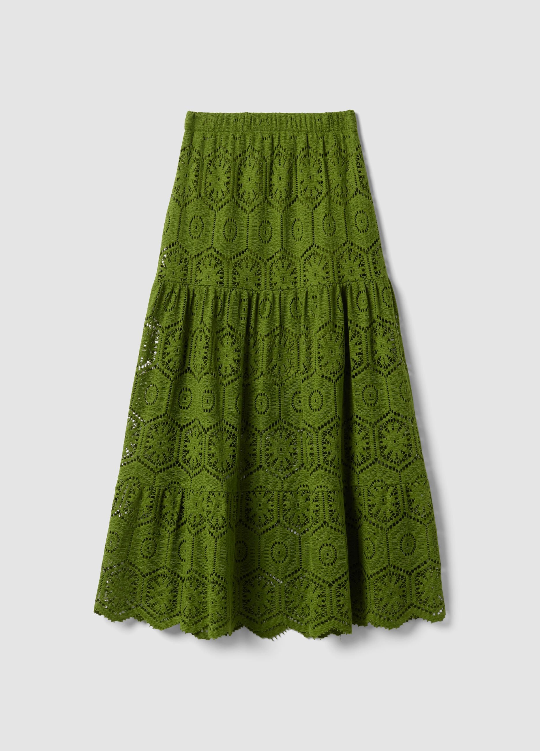 Green maxi skirt with elasticated waist