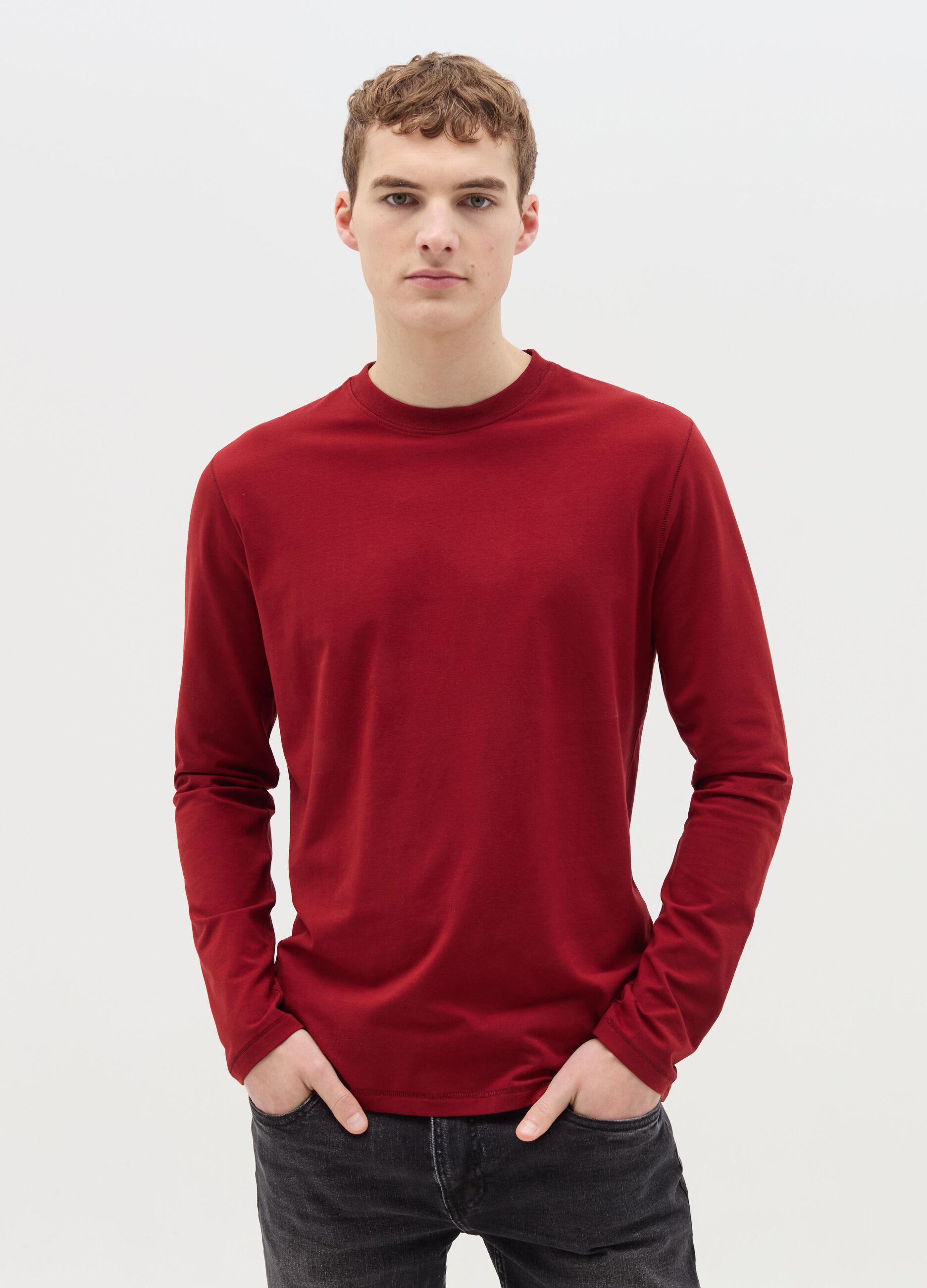 Long-sleeved T-shirt in stretch cotton