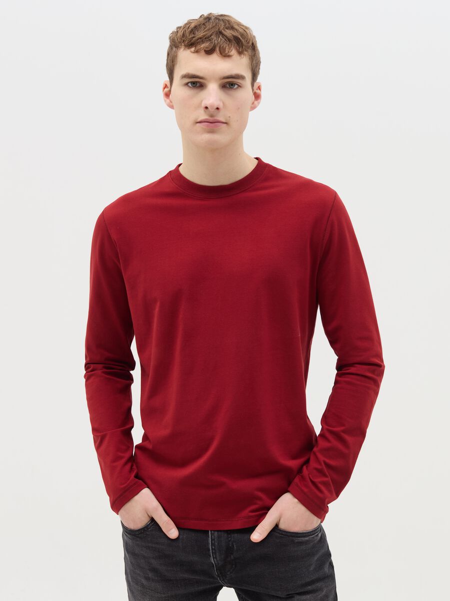 Long-sleeved T-shirt in stretch cotton_0