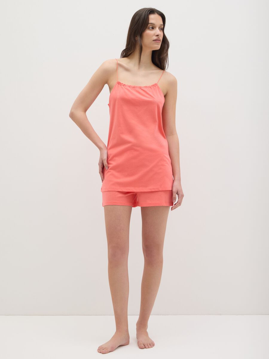 Women's orange pure cotton summer set, regular fit_0