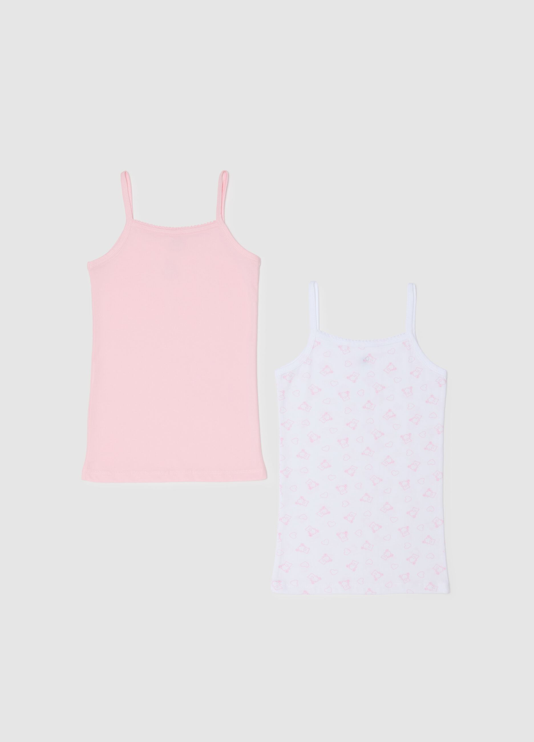 Multicolour pure cotton girls' vest twin pack