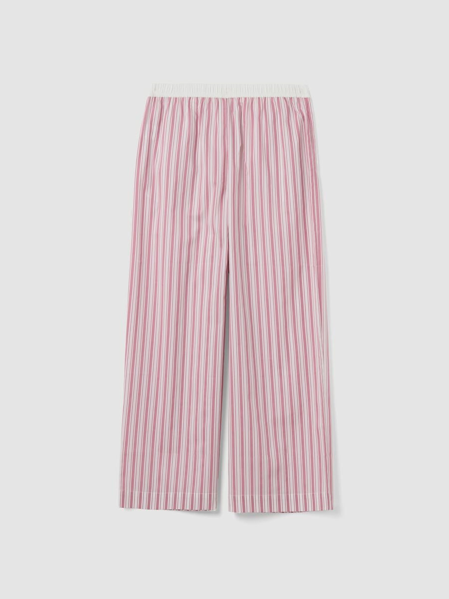 Pantaloni pigiama rosa in cotone organico a righe regular fit_5