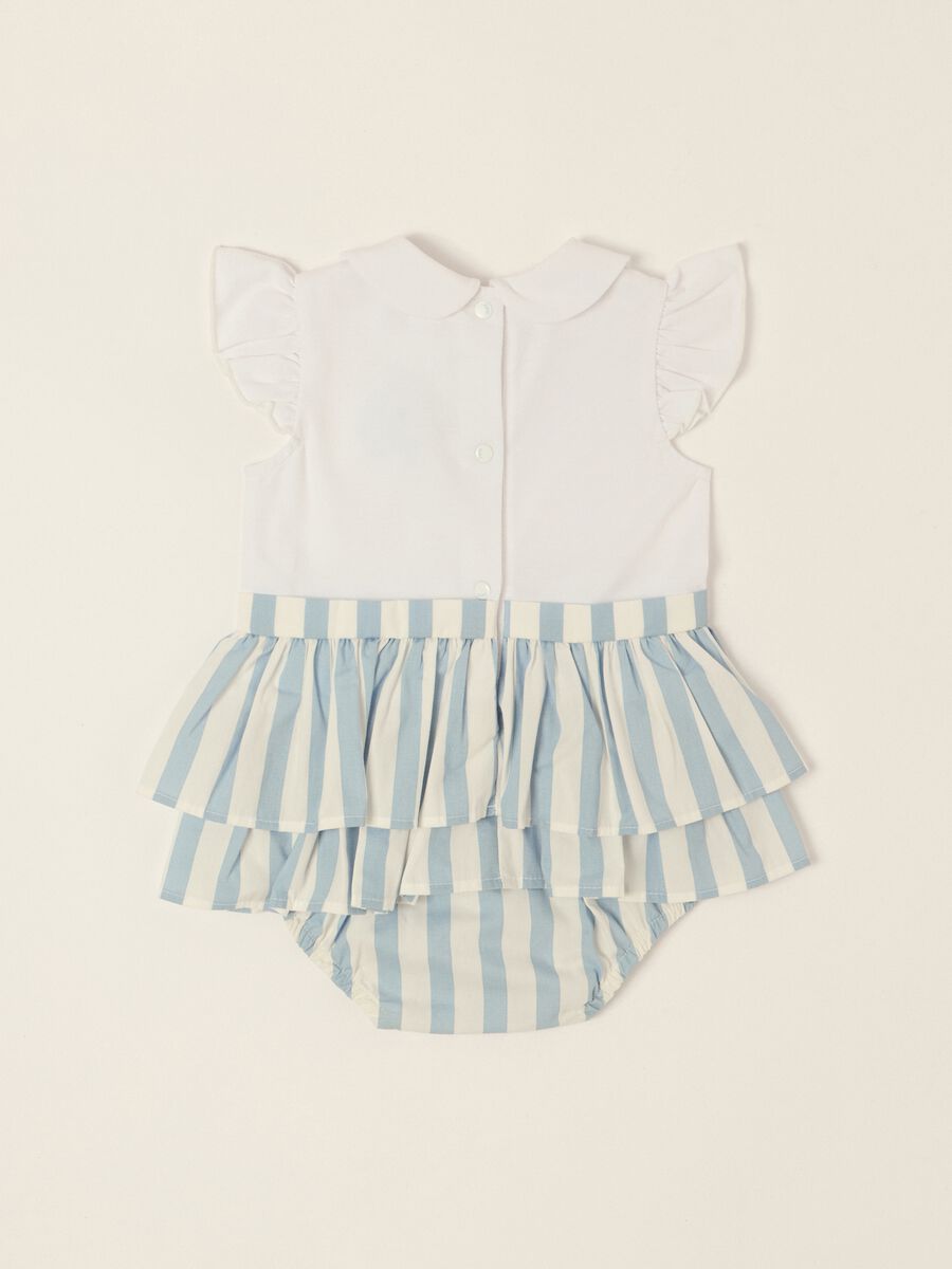 White and light blue stretch cotton baby girl romper_2