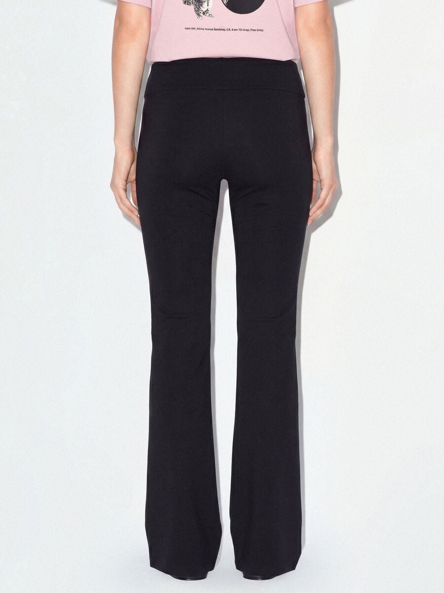 Black stretch cotton flare trousers_2
