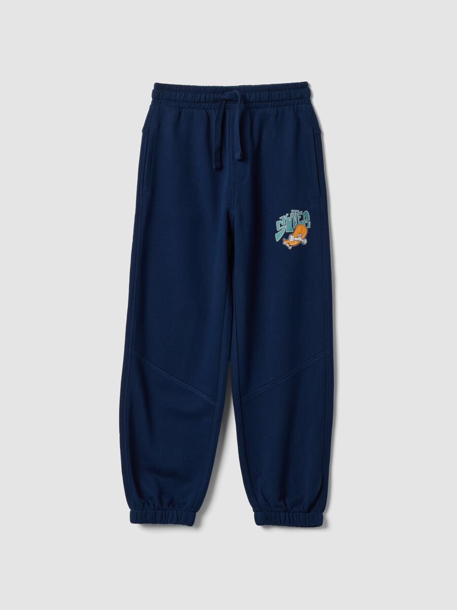 Pantaloni jogger blu in puro cotone_0