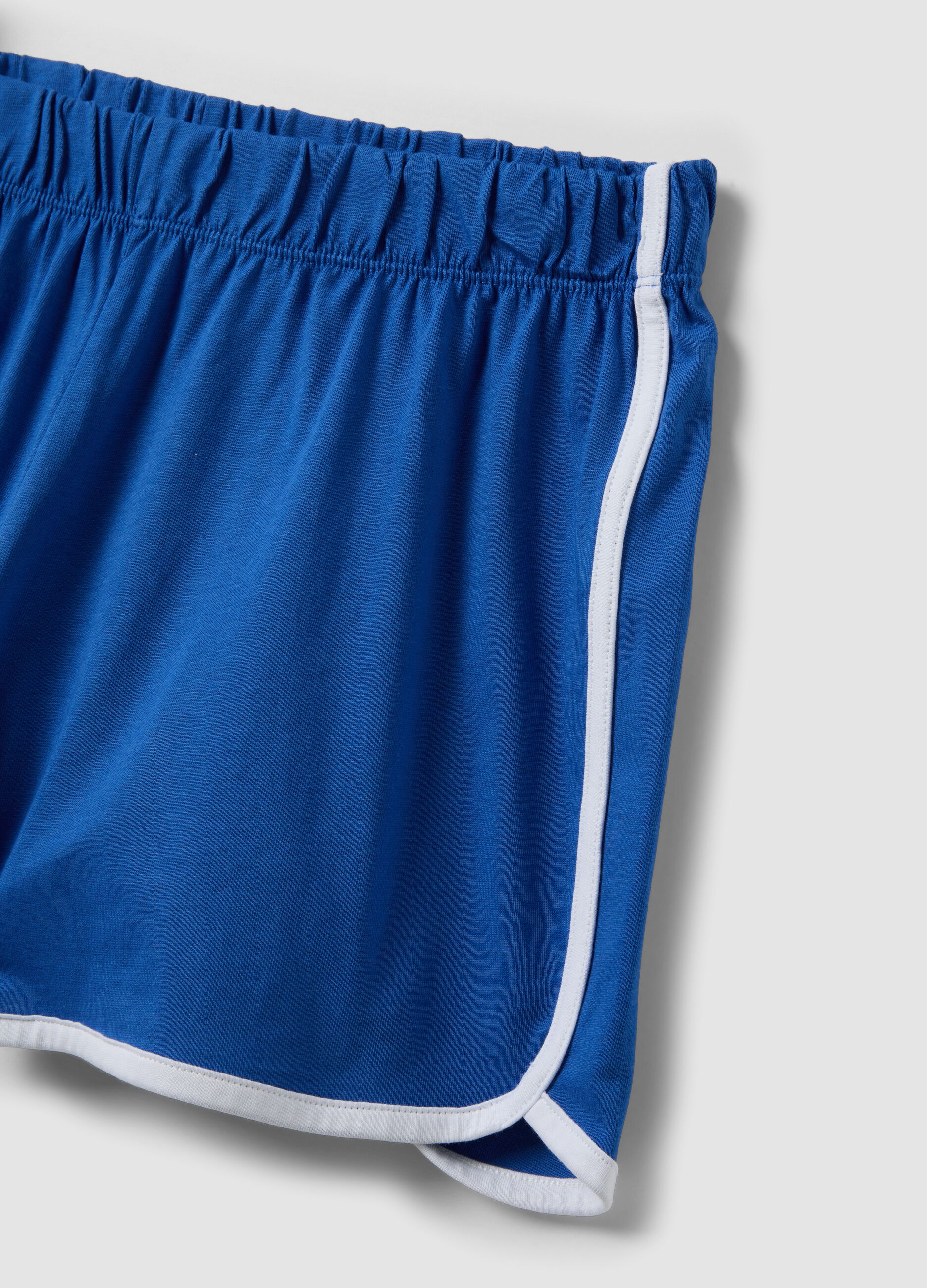 Multicolour pure cotton short pyjamas, regular fit with embroidery