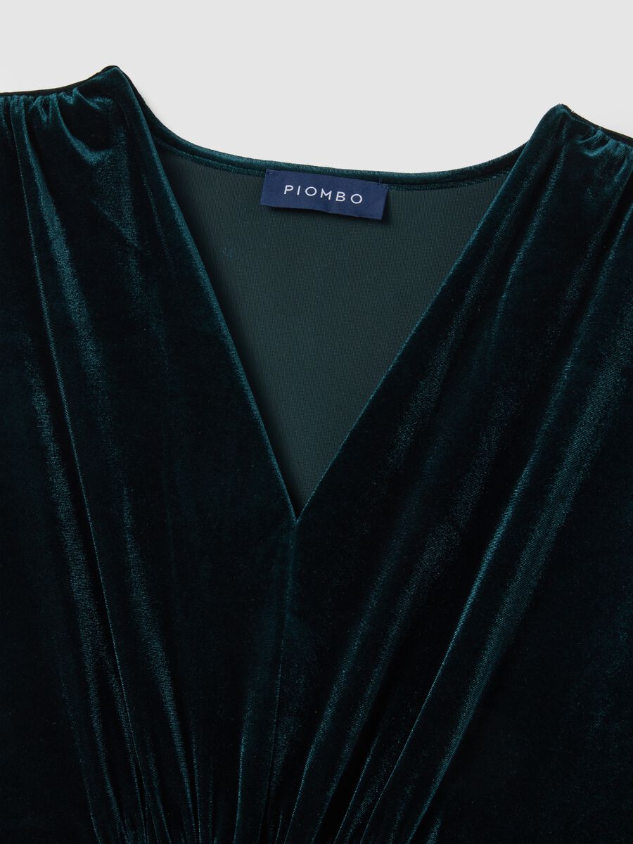 Long Green Dress with V-Neck_5