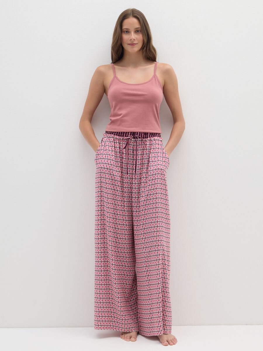 Multicolour Striped Pyjama Trousers with Elastic Waist_0