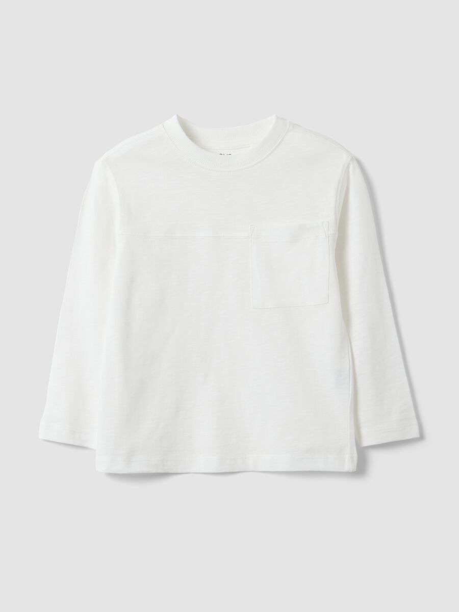 White kids&rsquo; pure cotton oversized-fit T-shirt with chest pocket_0