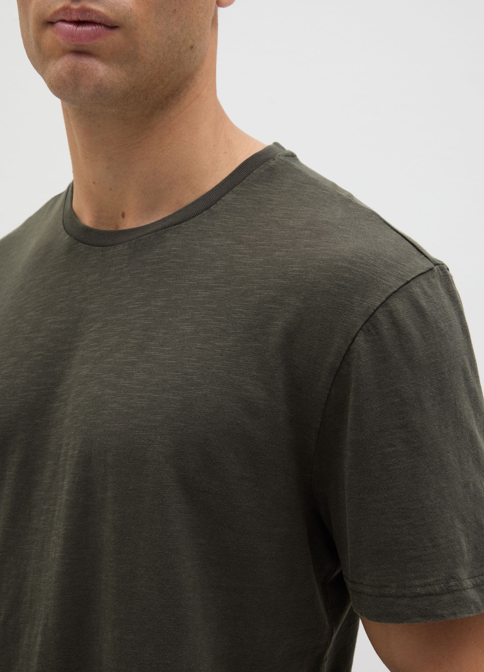 Men's green pure cotton t-shirt regular fit