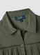 Green pure organic cotton kaftan with ruffles and broderie inserts_5