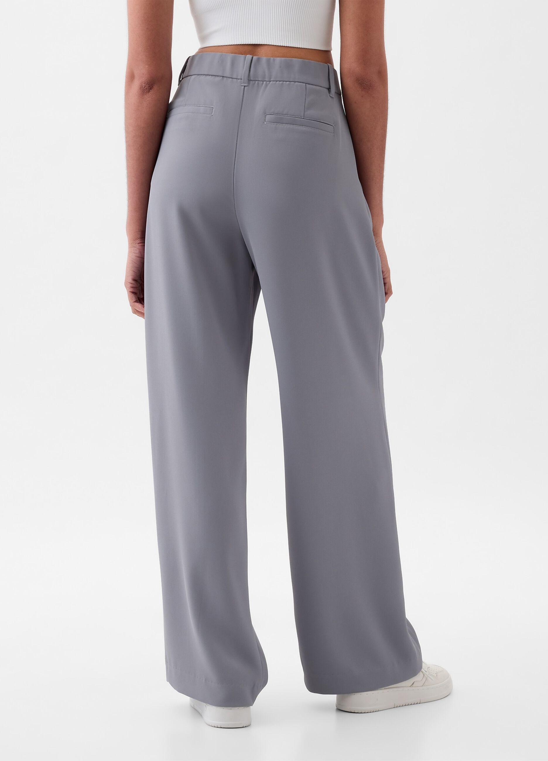 Pantalone wide leg vita alta con pinces