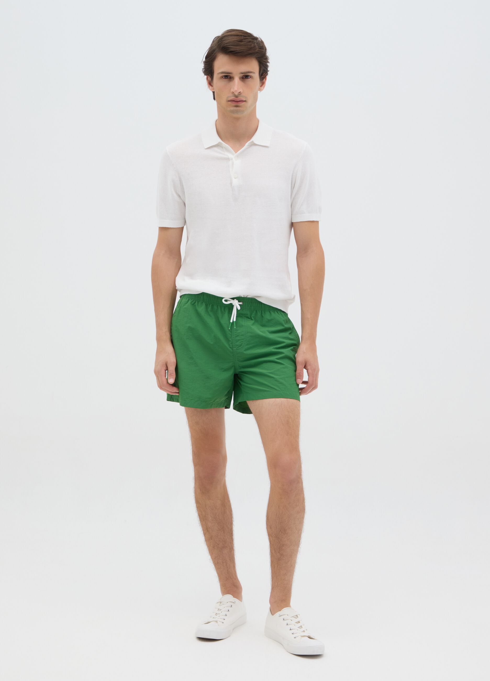 Pantaloncini da uomo in misto verde regular fit