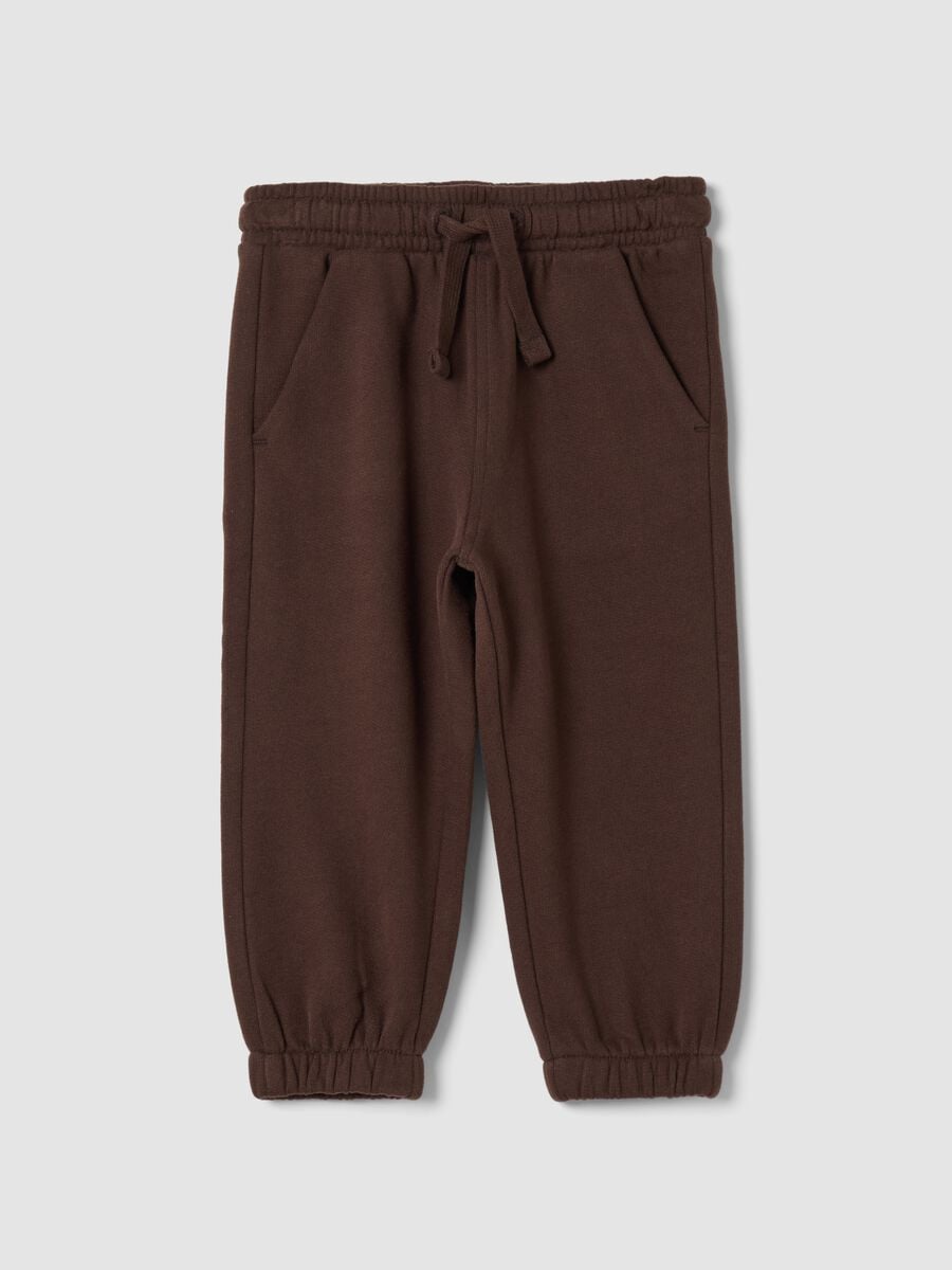 Pantaloni jogger marrone in puro cotone organico_0