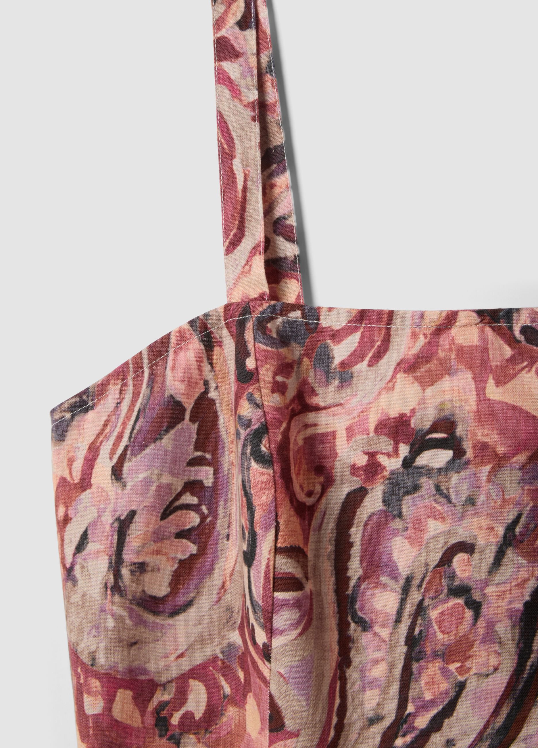 Multicolour cotton and linen-blend crop top