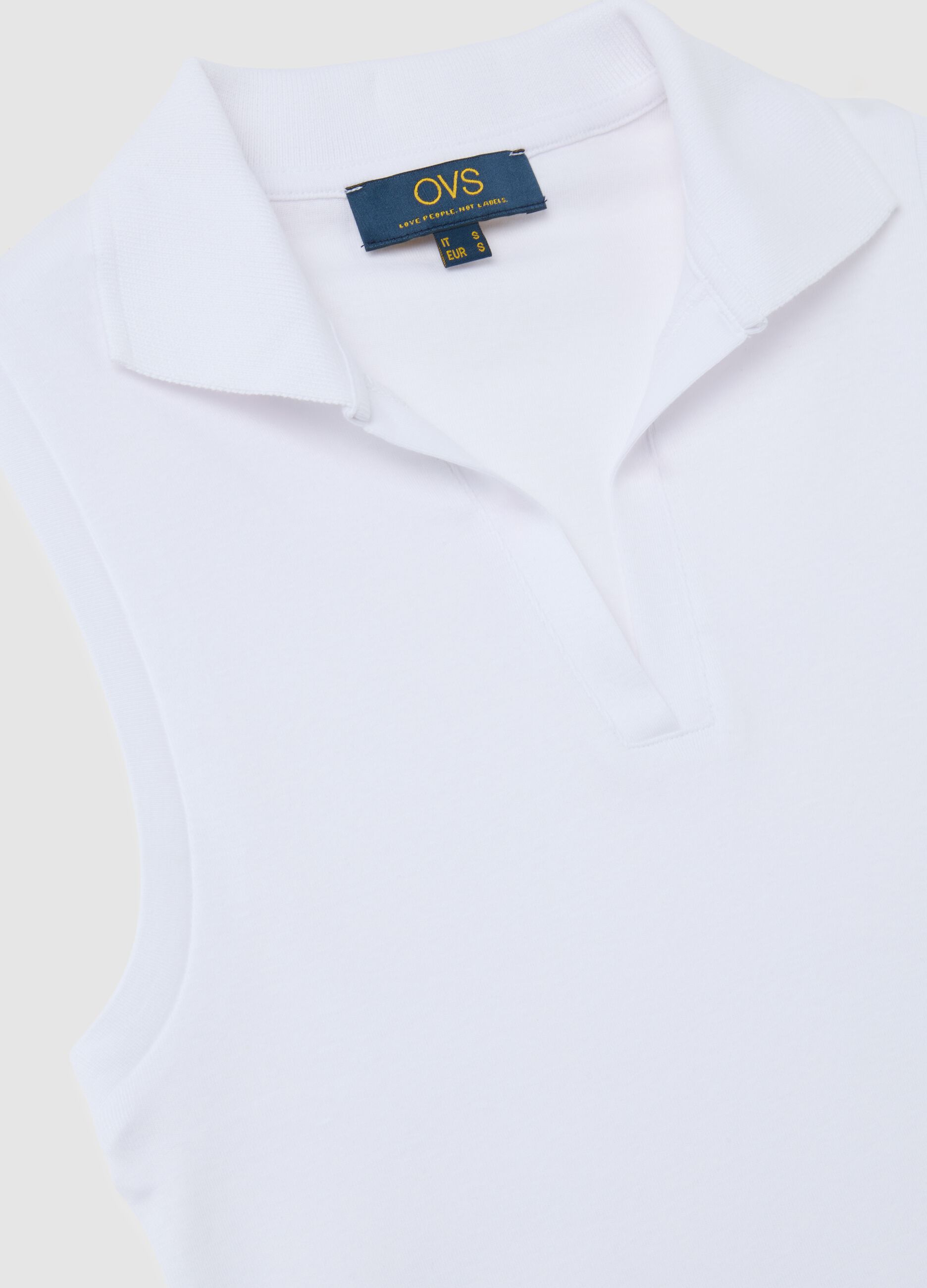 Maglia smanicata da donna in puro cotone bianca slim fit
