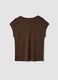 Brown pure cotton T-shirt with cut-out detailing_4