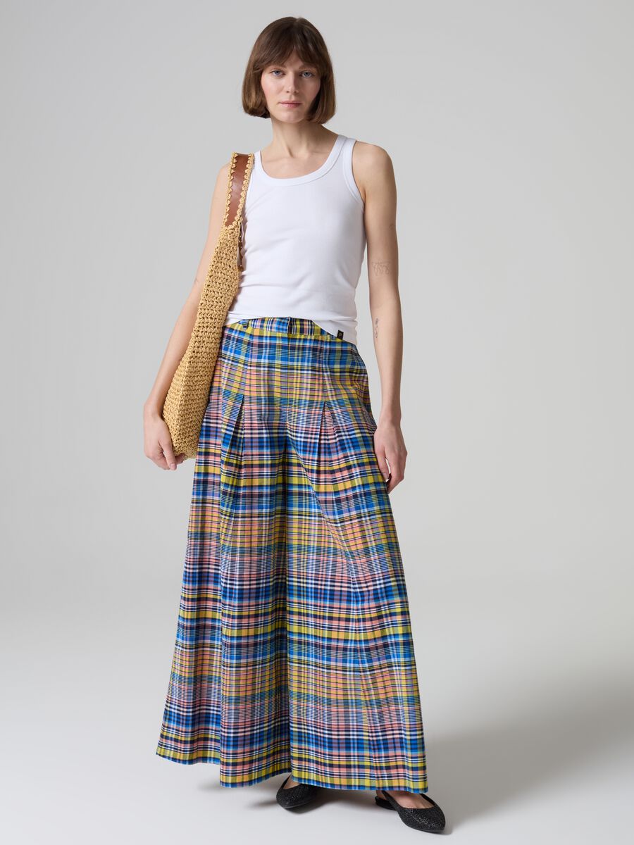 Pantalone flare fit wide leg fantasia check_0