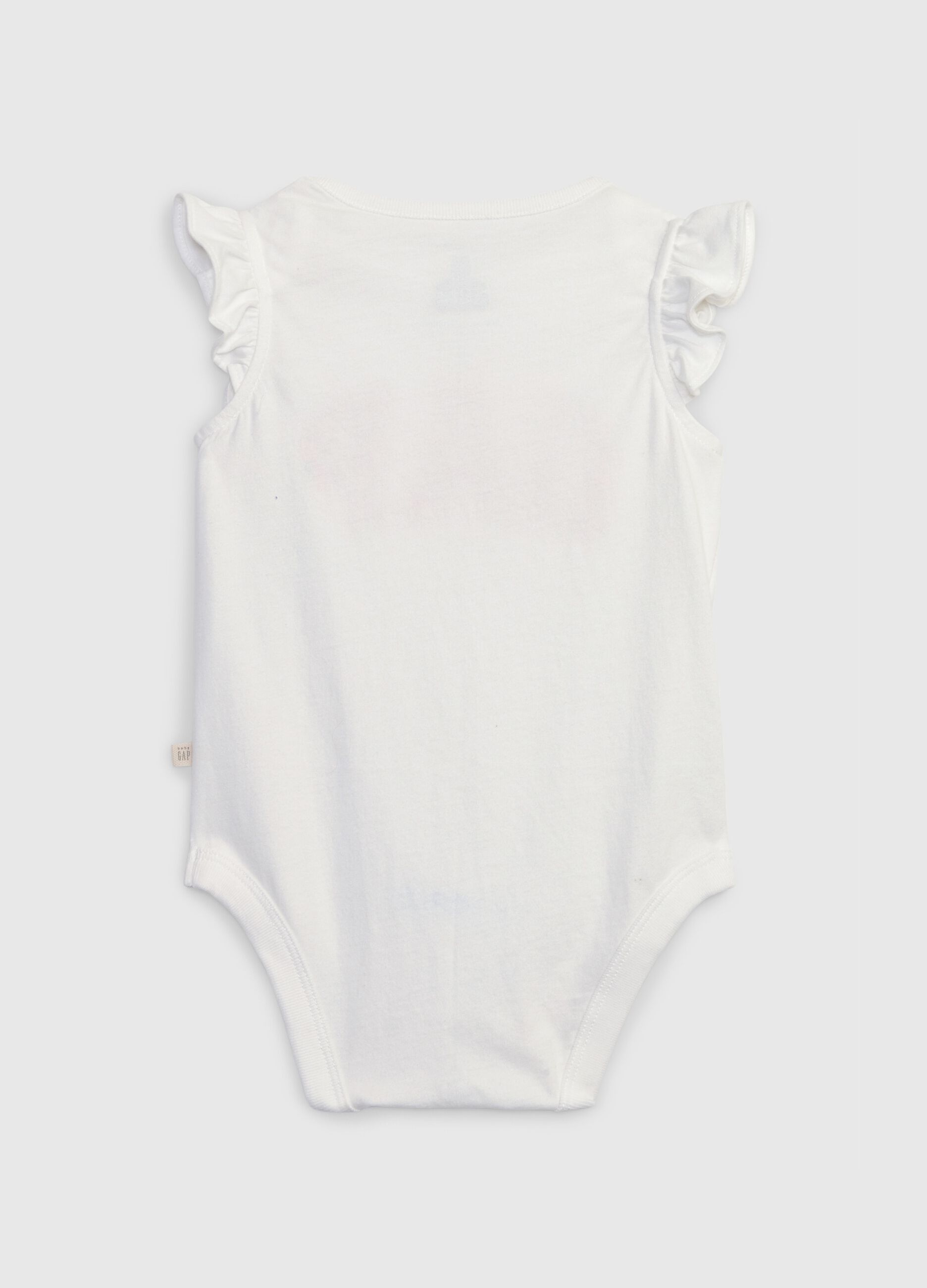 Cotton bodysuit with floral logo embroidery