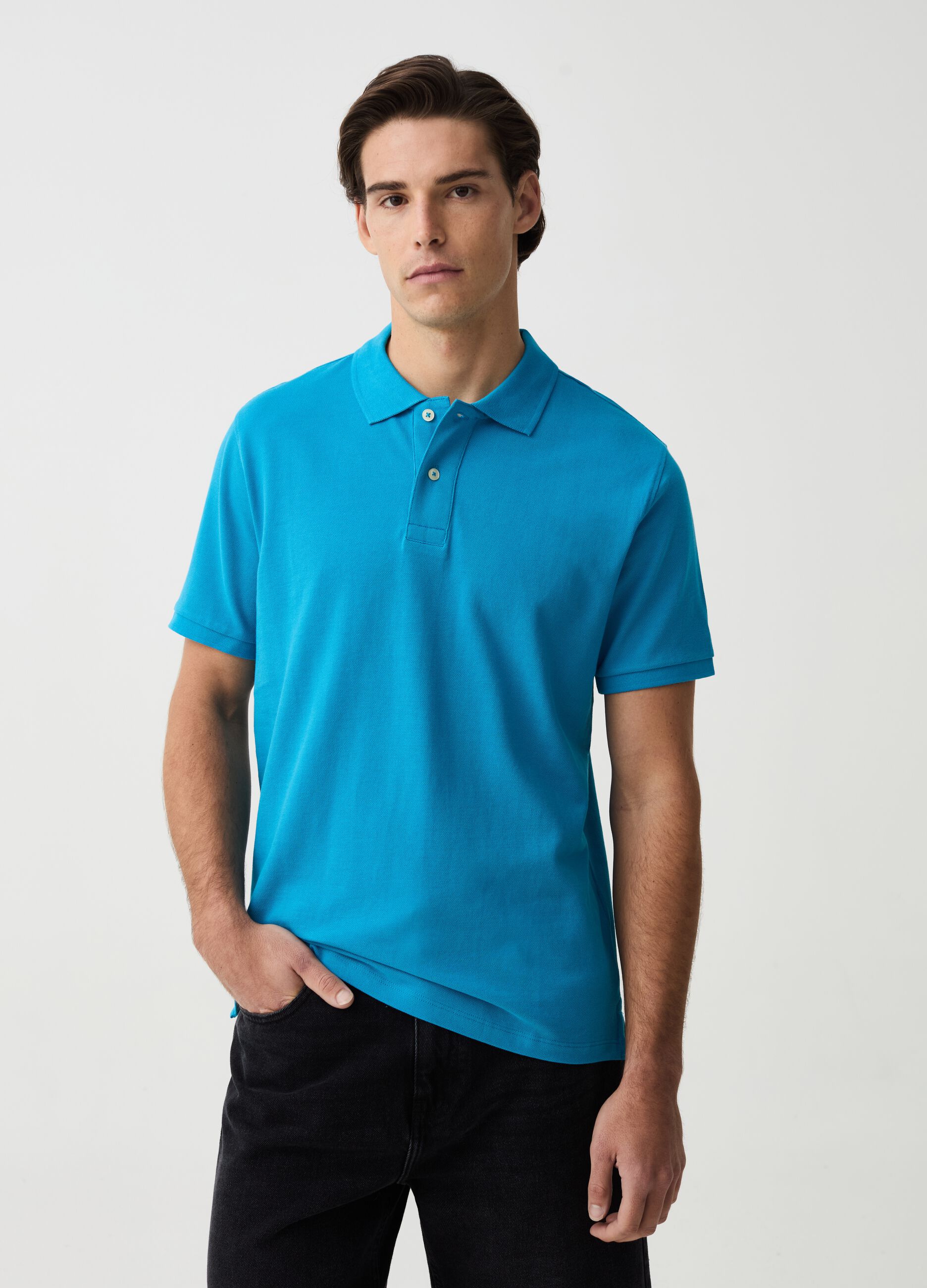 Organic cotton pique polo shirt