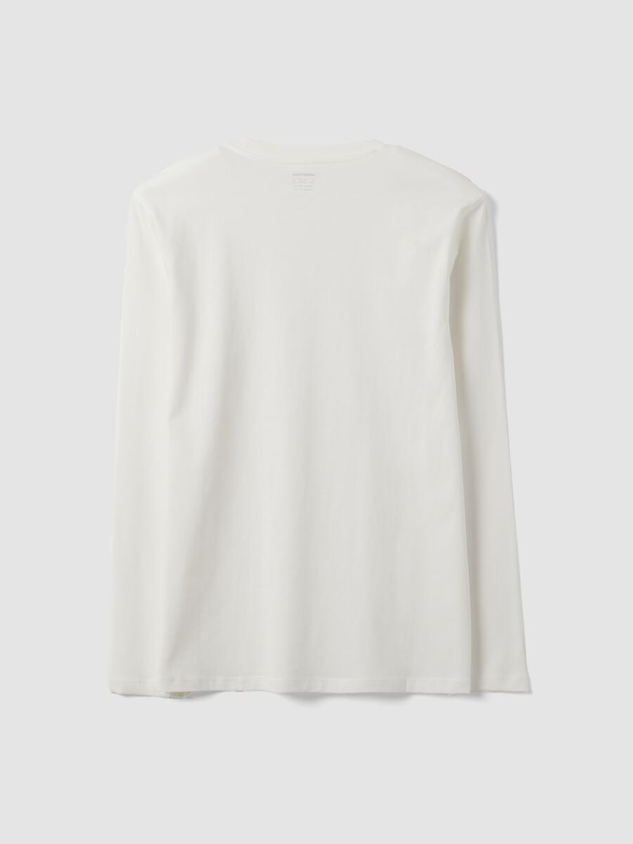 T-shirt bianca a maniche lunghe in puro cotone organico con girocollo_6