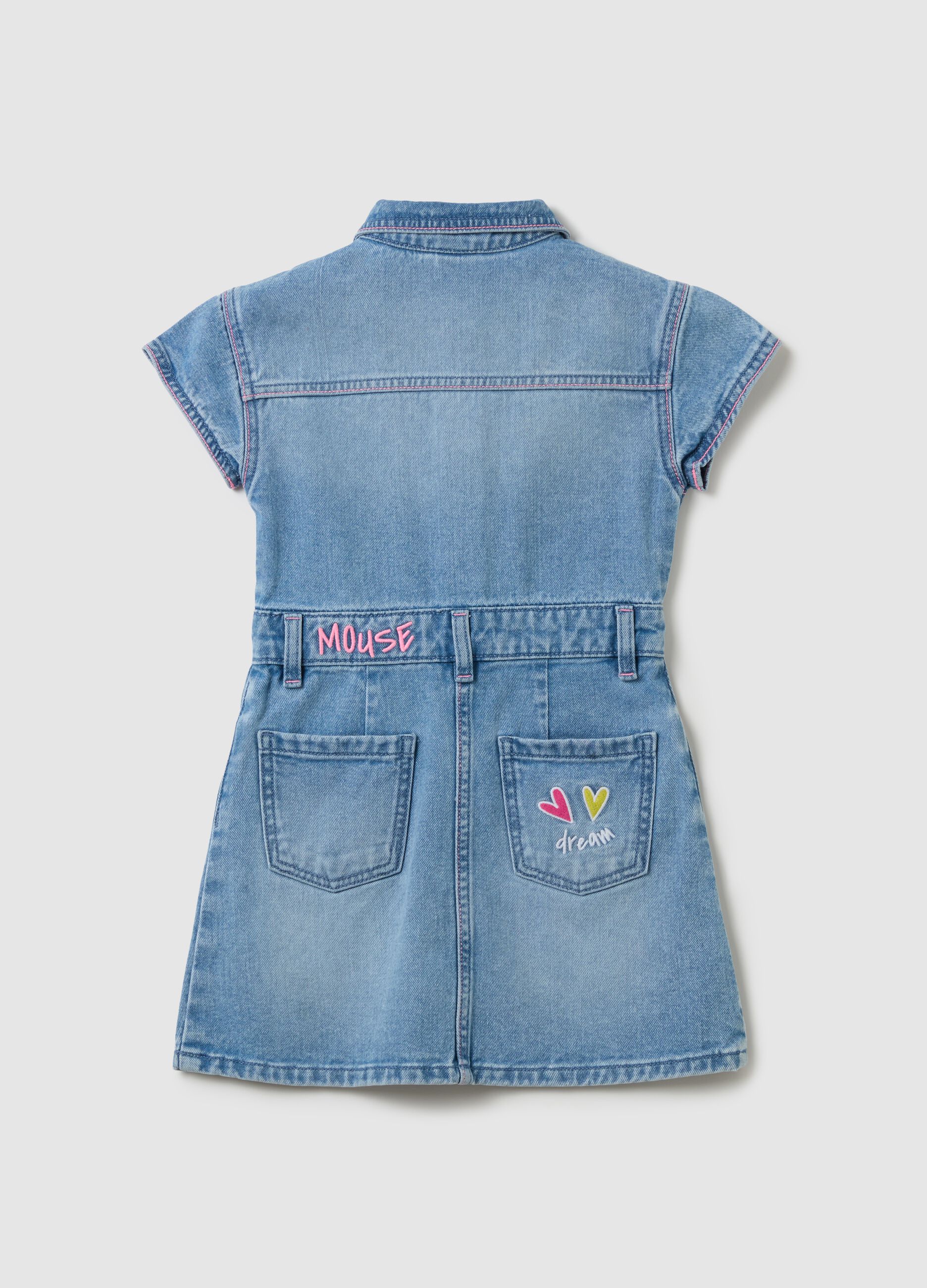 Denim dress with Minnie Mouse embroidery and patch