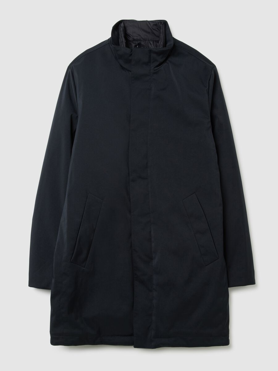 Cappotto in tessuto elasticizzato nero regular fit_0