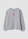 Grey marl sweatshirt with ribbed collar in organic cotton and viscose blend_0