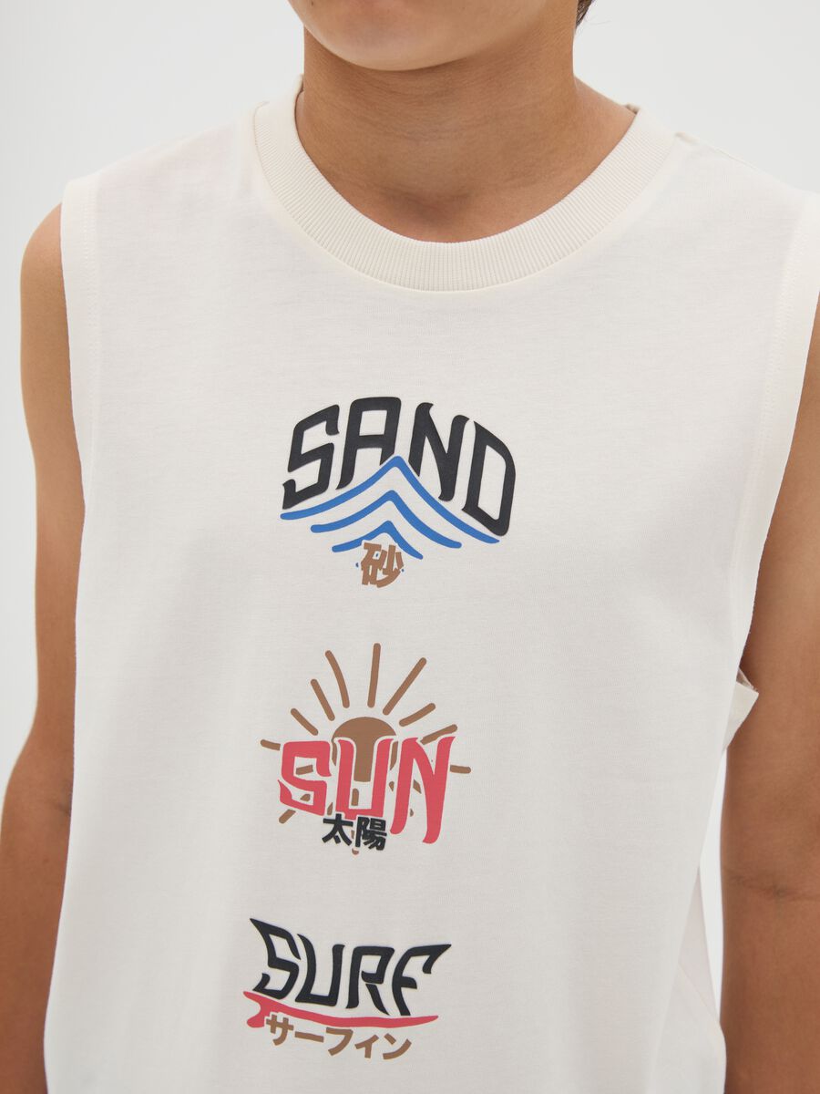 Boys' pure cotton white tank top regular fit_2
