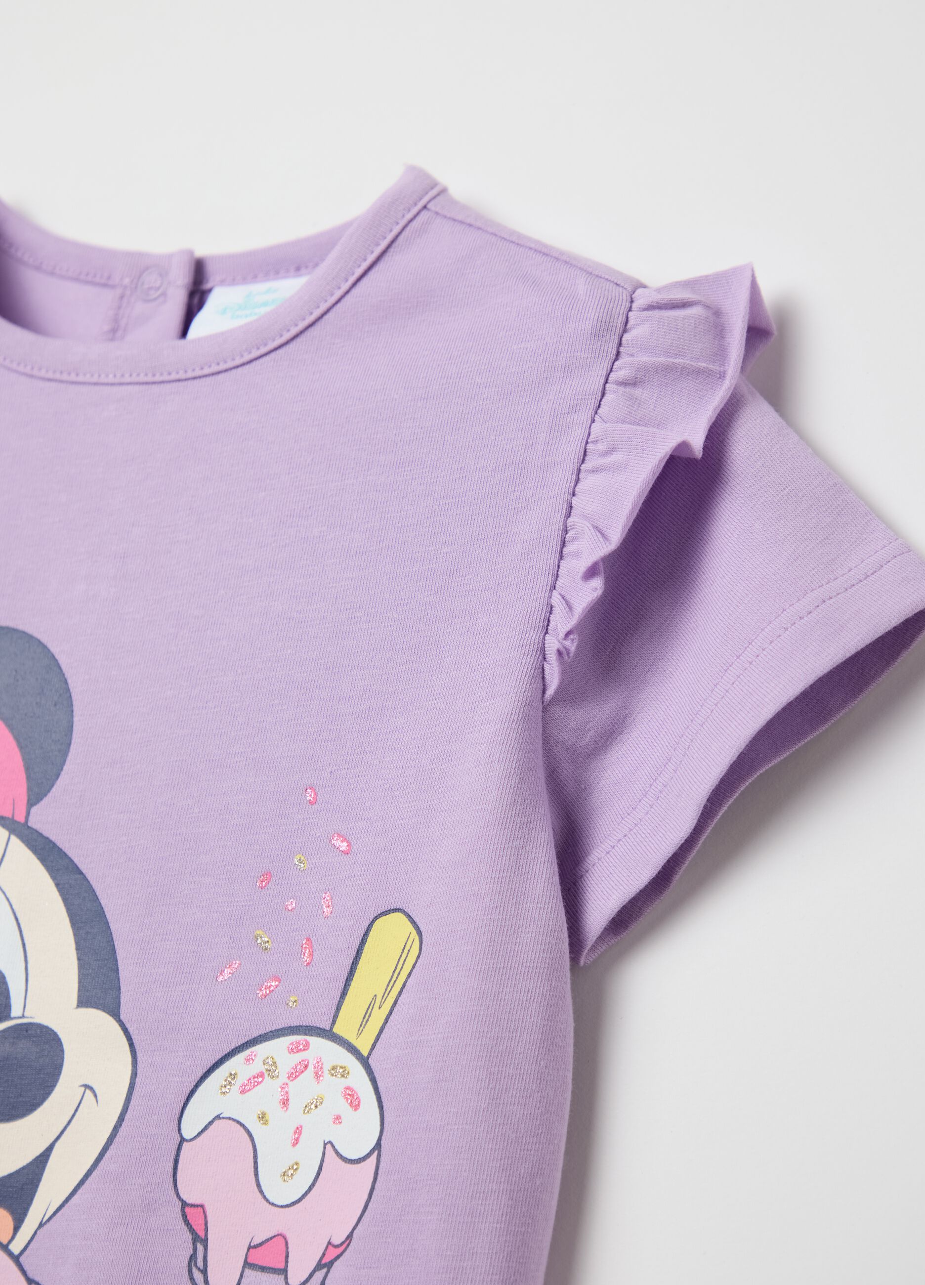 Purple and blue jogging set in stretch cotton with Minnie Mouse print