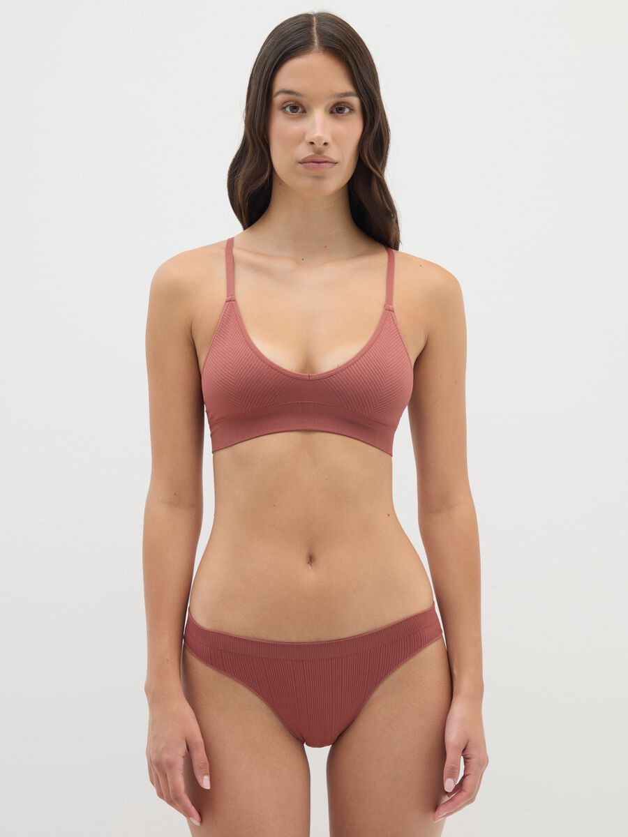 Brown Stretch Fabric Bra_0
