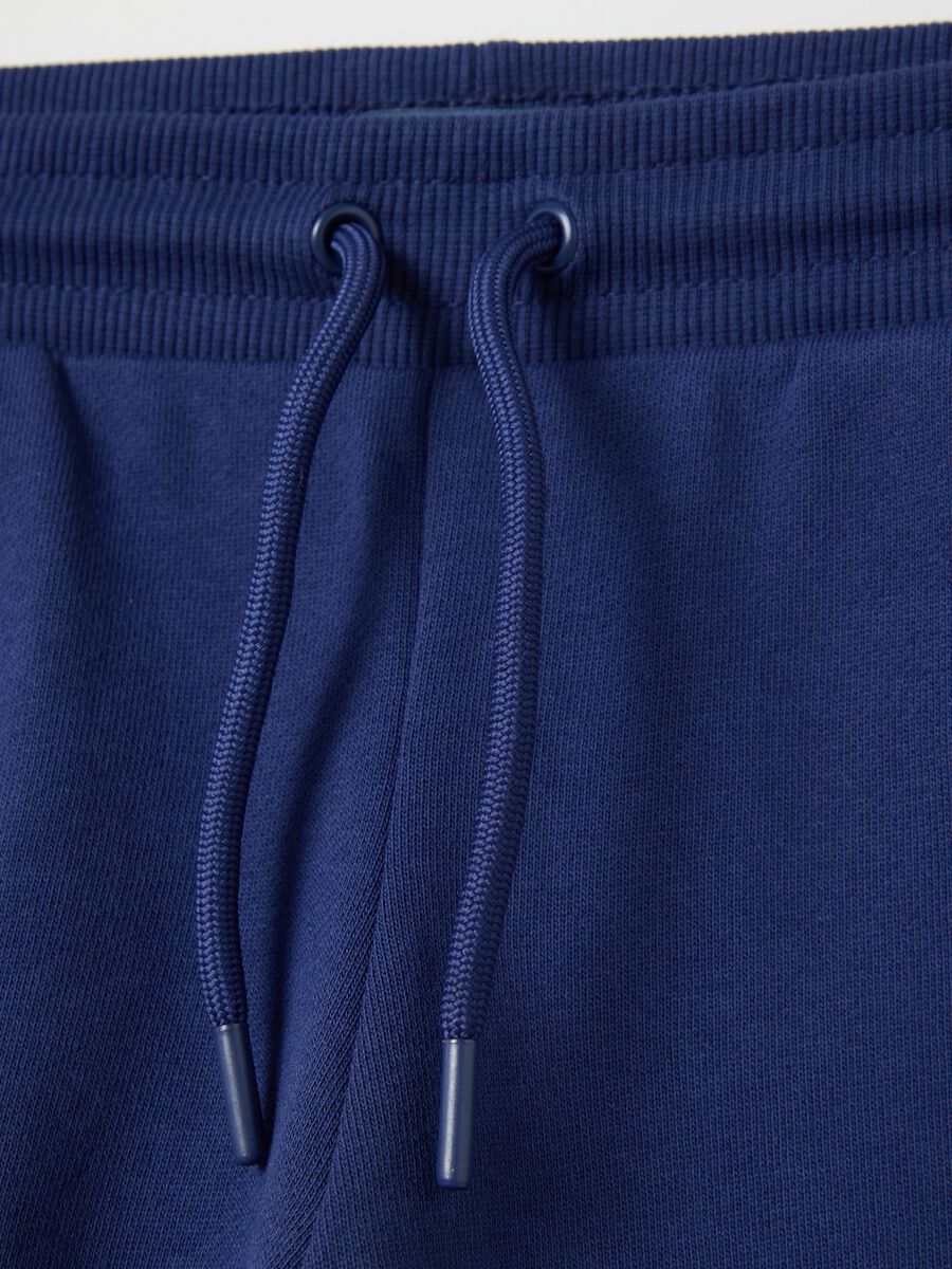 Blue French terry shorts with drawstring_2