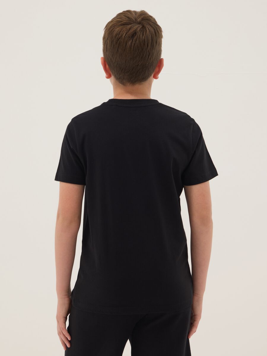 Boys&rsquo; black pure cotton regular fit T-shirt_2