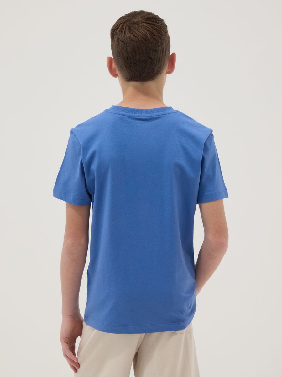 T-shirt blu a maniche corte in puro cotone organico_1