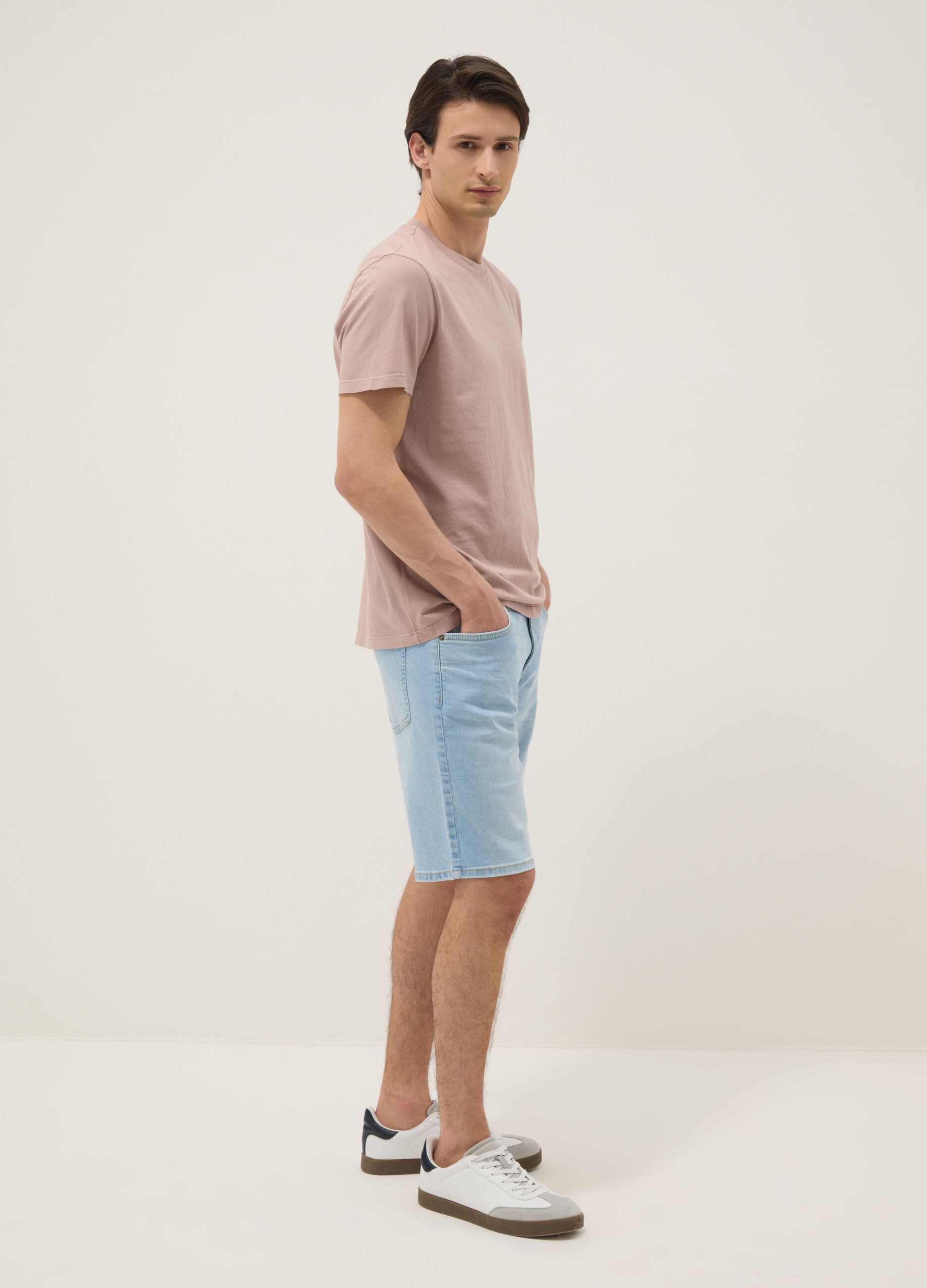 T-shirt rosa in puro cotone a maniche corte regular fit