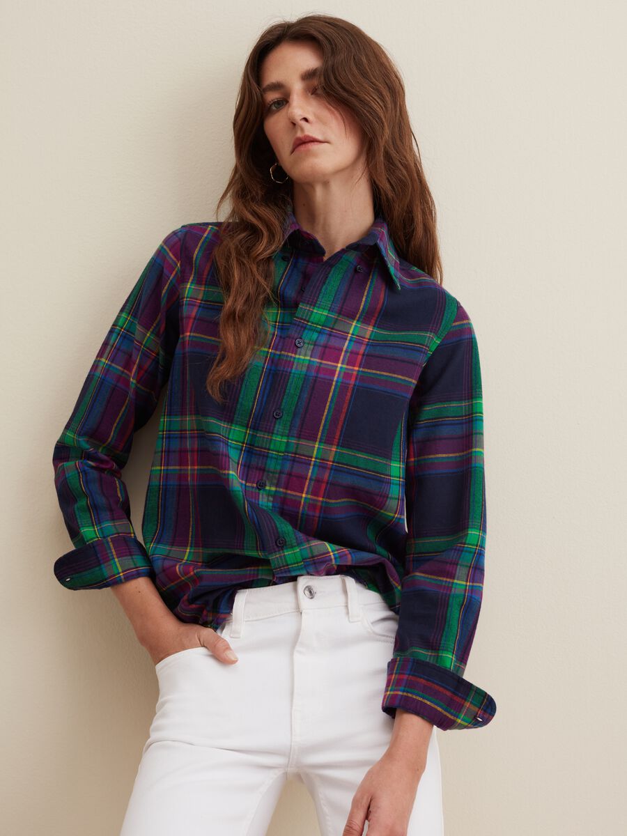 Camicia check con colletto button-down_0