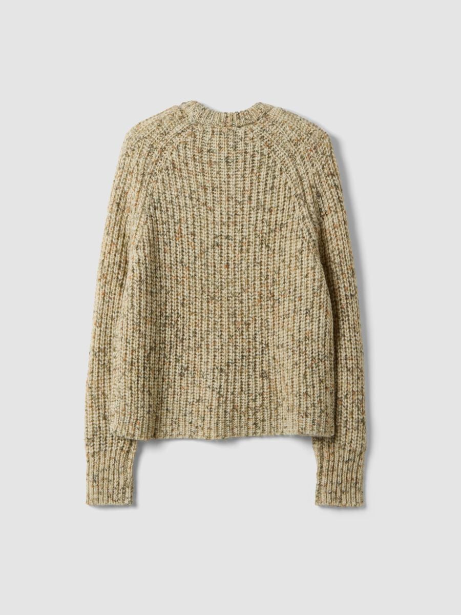 Ecru wool-blend crew-neck jumper with pattern, oversized fit_2