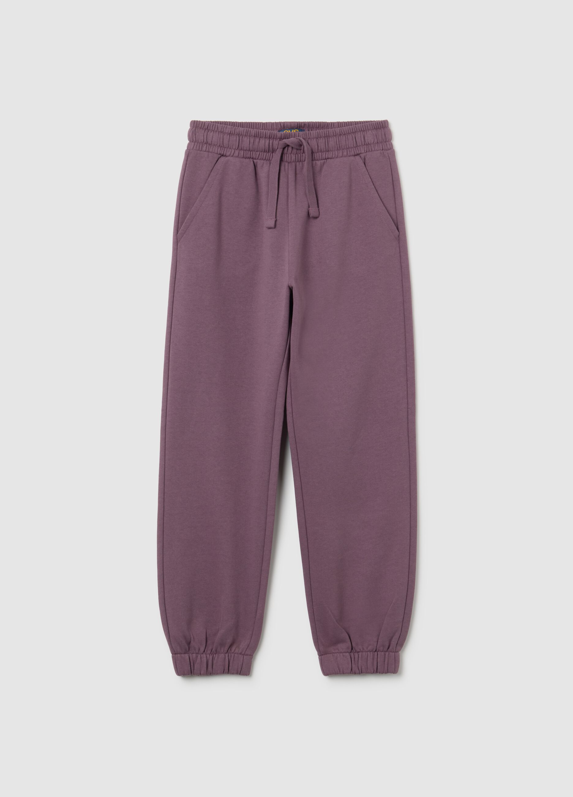 Girls' Regular Fit Pure Cotton Purple Joggers
