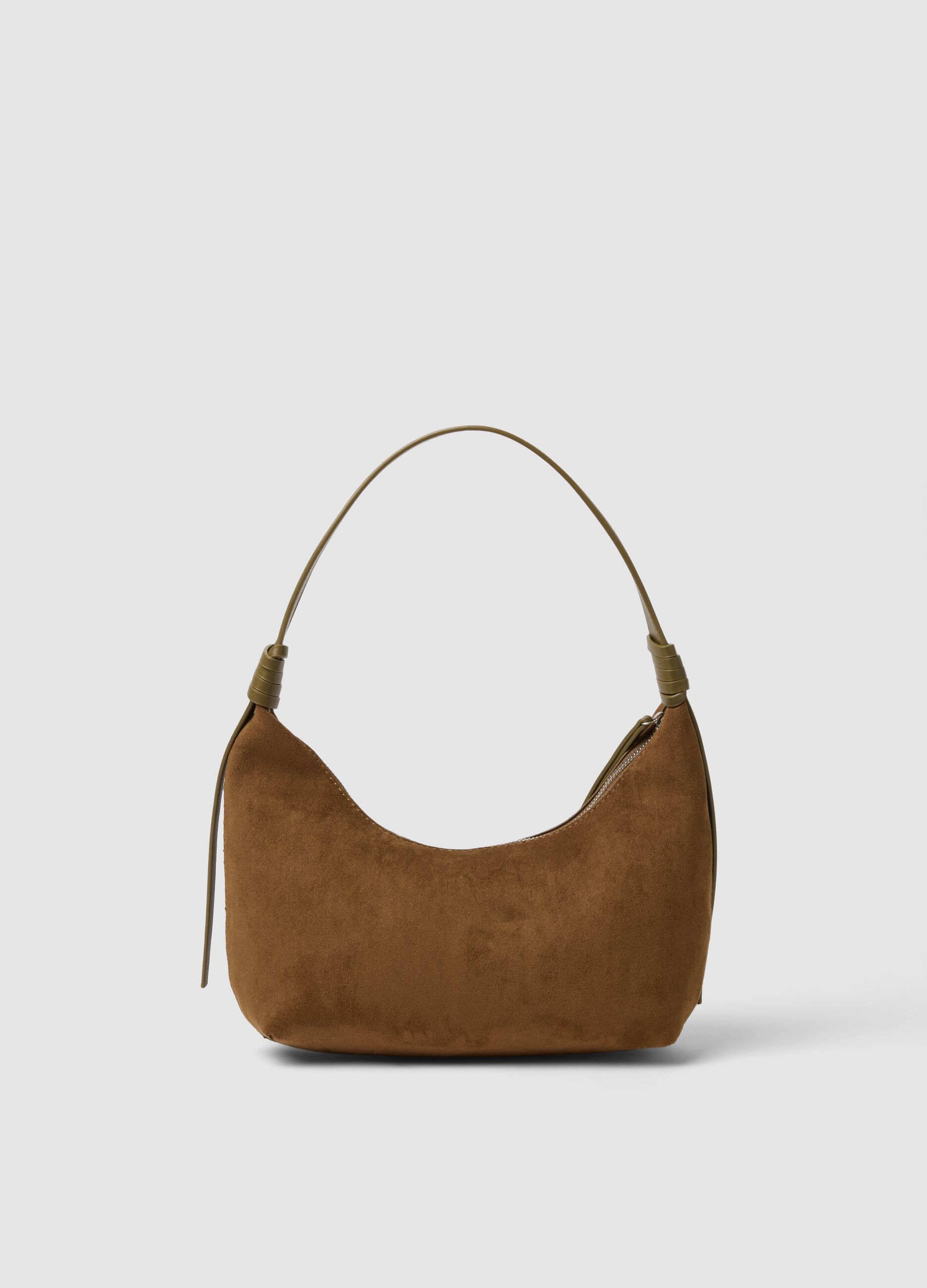 Brown stretch-fabric hobo bag