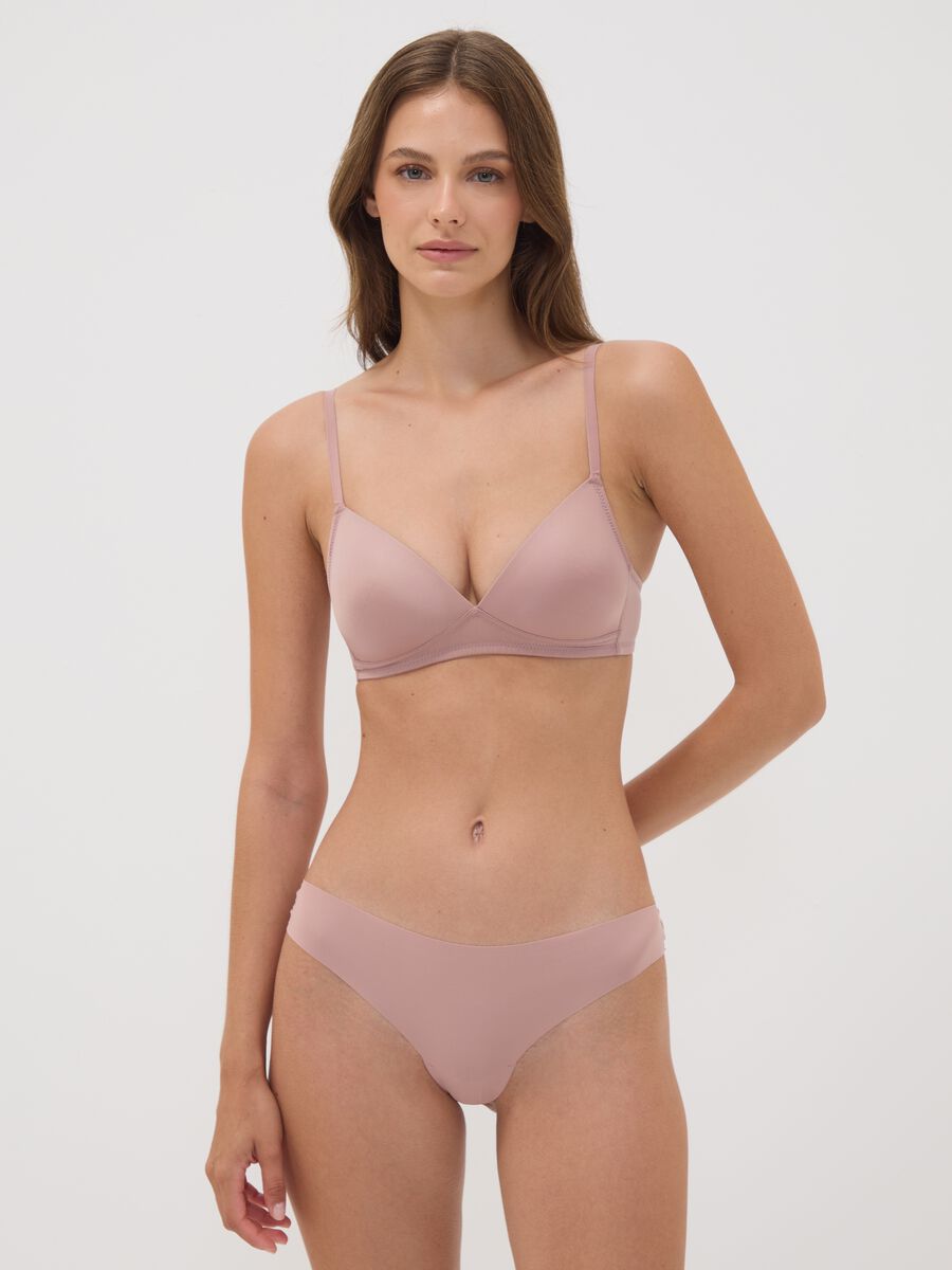 Pink Brazilian knickers in stretchy microfibre with lace_0