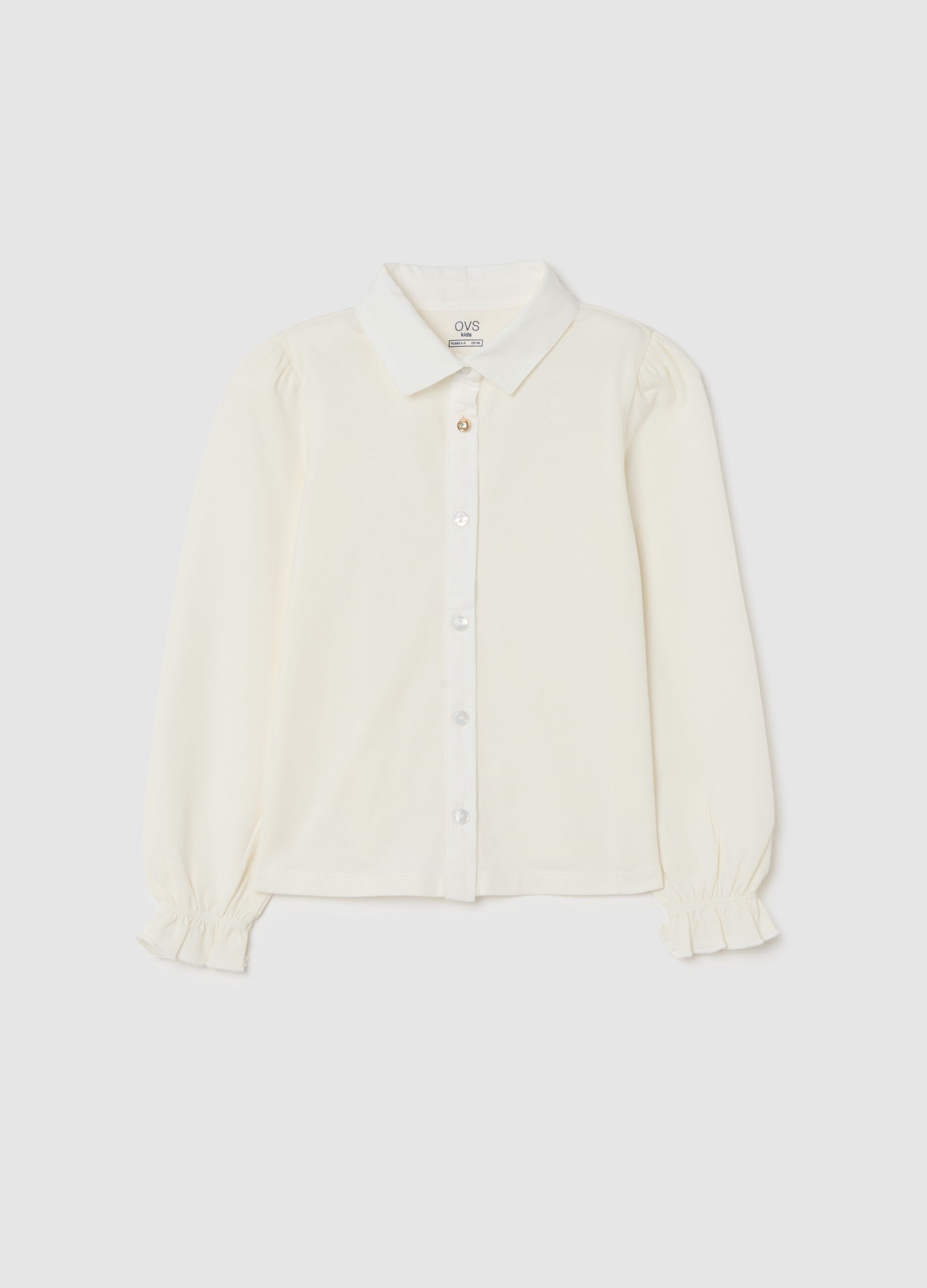 White long-sleeved shirt in stretch cotton