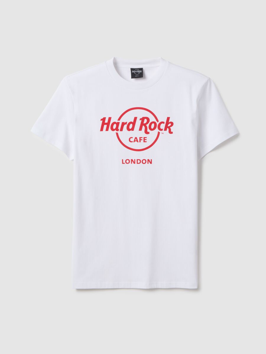 White pure cotton regular fit T-shirt with Hard Rock Cafe logo_4